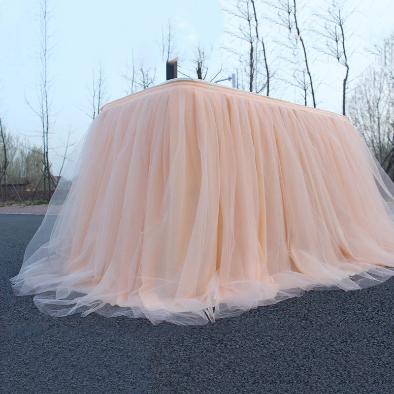 

Wedding Party Table Skirt Tablecloth sweet and elegant fluffy gauze table skirt home decoration table skirt 100*75cm