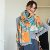 2021 autumn and winter new retro horse warm scarf female double sided imitation cashmere with shawl winter female scarf