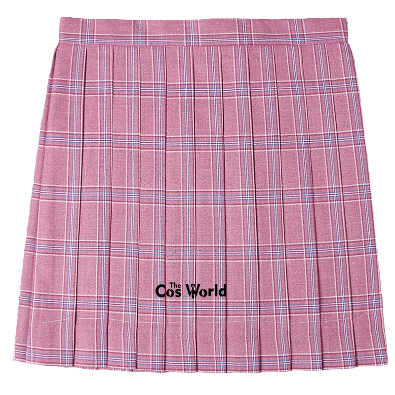 Женская летняя юбка с высокой талией розовая белая синяя плиссированная