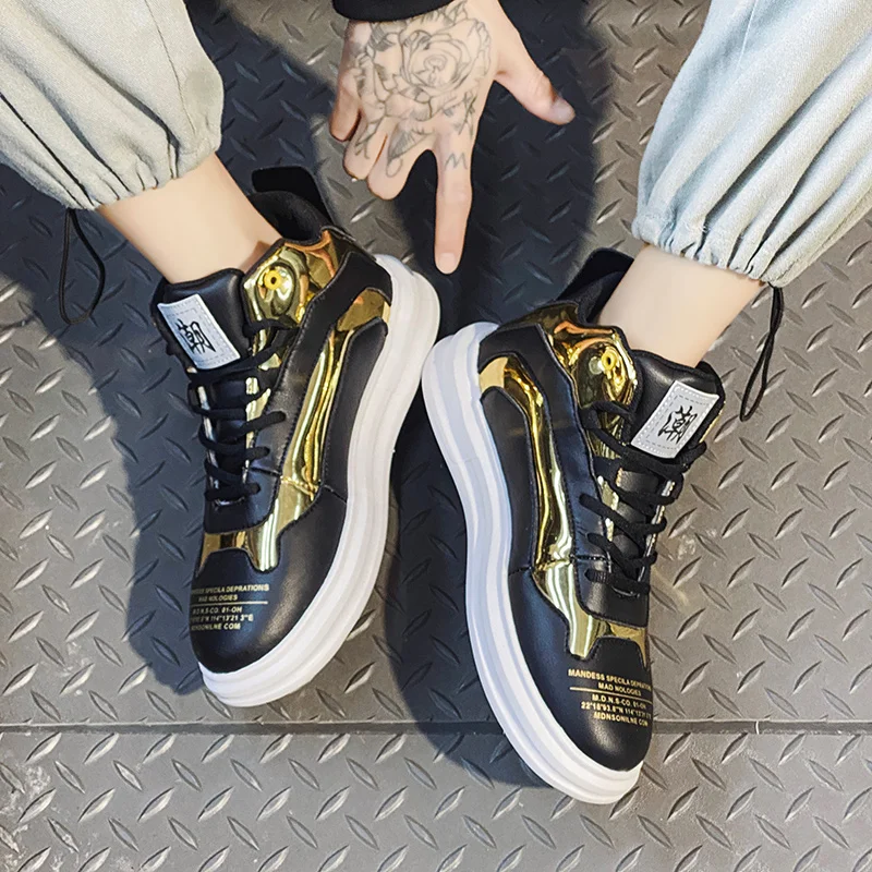 

New Trend Men Casual Flats Shoe High Top Mens Walking Footwear High Top Designer Casual Men Sneakers Discount Casual Shoes Male