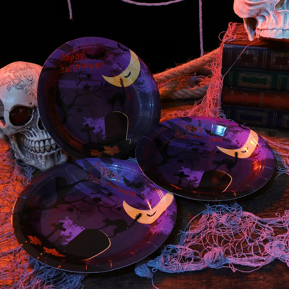 30 шт бумажные тарелки одноразовые Хэллоуин круглые Мультяшные вечерние