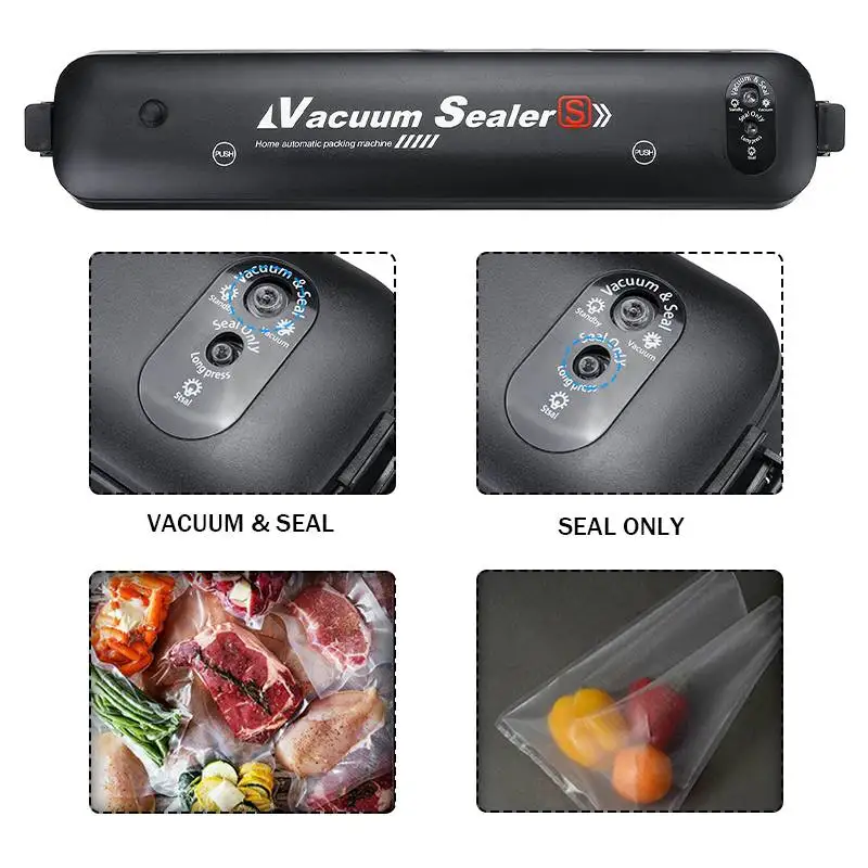 

90W 110V/220V Household Food Vacuum Sealer Packaging Machine EU/US Plug Film Sealer Vacuum Packer Including 15Pcs Bags