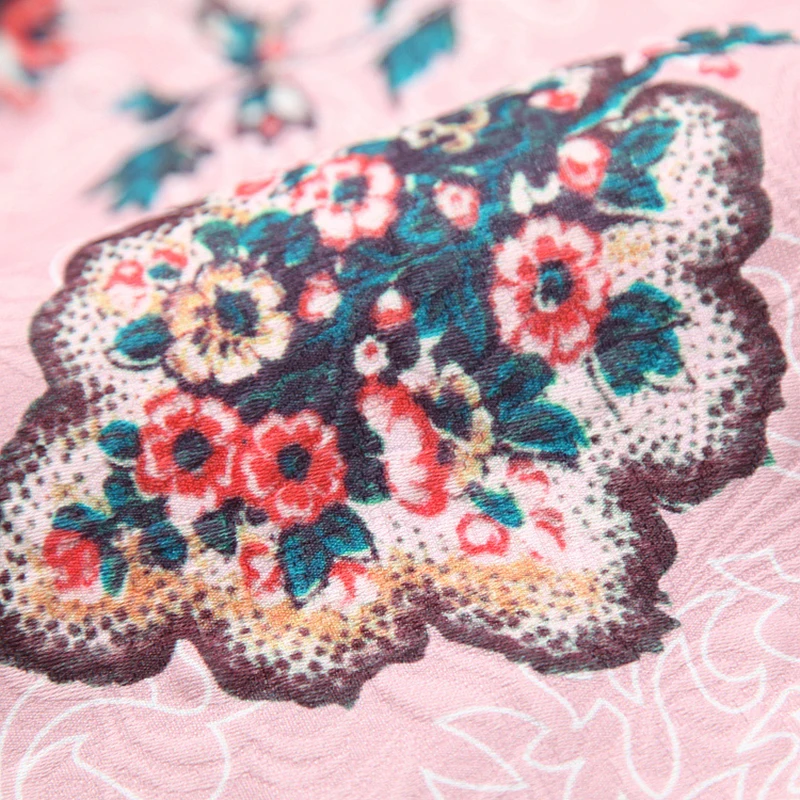 

VERDEJULIAY European Vintage Party Dresses A-Line Full Lace Sleeve 2020 Runway Design Stitching Jacquard Floral Print Mini Dress