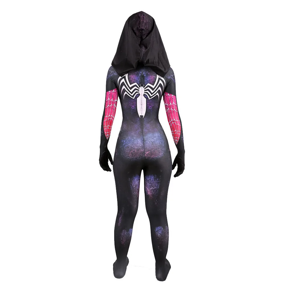 Женский костюм Гвен Стейси для косплея на Хэллоуин комбинезон и плащ супергерой