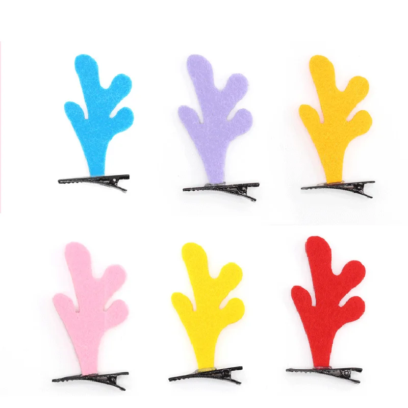 2 шт. заколки для волос трехмерные Рога в рождественском стиле красочные милые