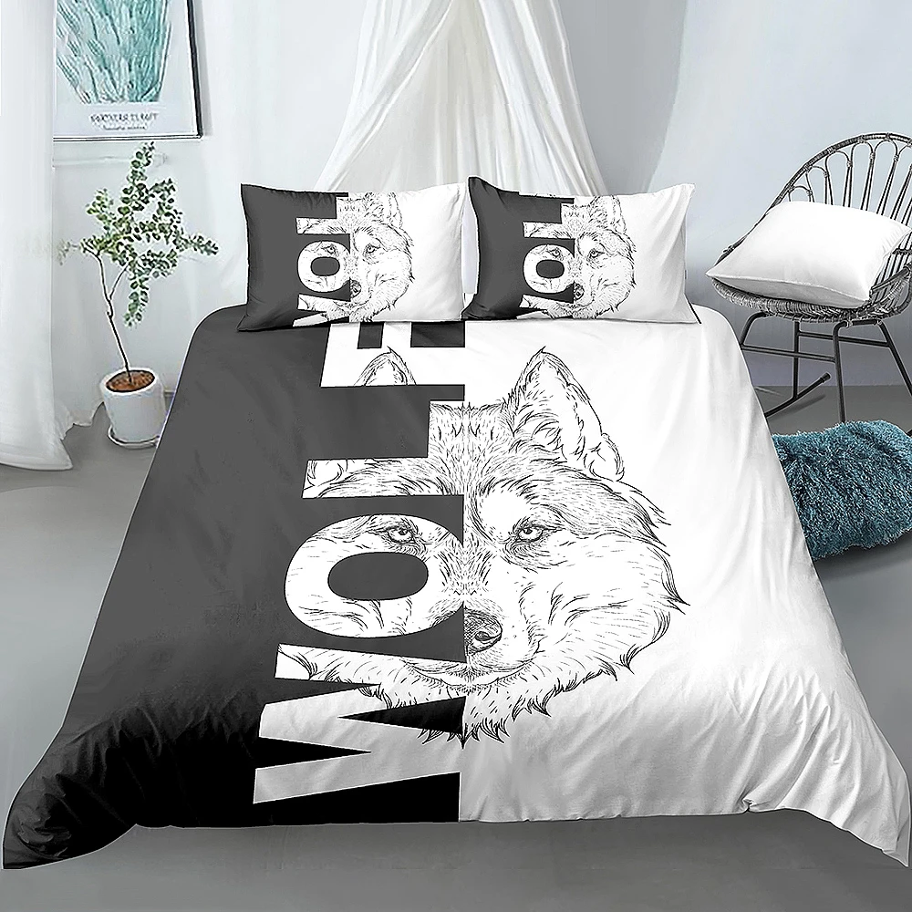 

APE/COBRA/WOLF/WOLF/LION Letter&Pattern Bedding Set Twin/Full/King/Queen Size Polyester Duvet Cover Bedclothes Home Textiles
