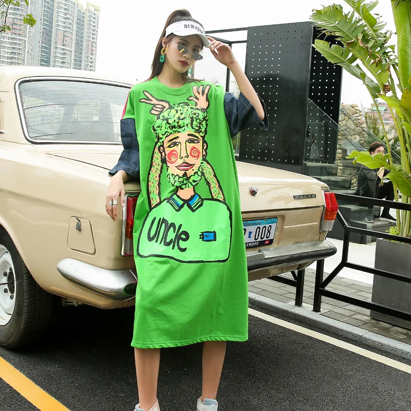 Женское джинсовое платье выше колена длинная юбка большого размера с