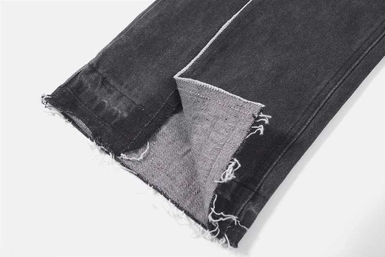 Dark Icon Middle Split High Street Jeans Men Washing Grey Straight Hip Hop Jeans Men's Denim Pants