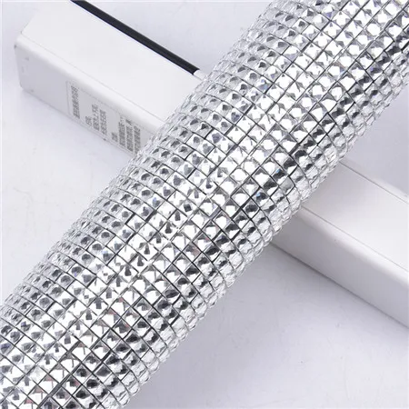 4mm square 24*40 см/лист исправление Стекло бисером горный хрусталь сетка прозрачное свадебное платье Декоративный автомобильный стикер Аппликация Ткань Diy аксессуары - Цвет: 4mm square