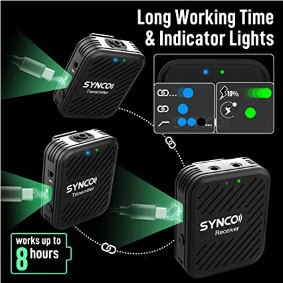Беспроводная петличная микрофонная система SYNCO G1 G1A1 G1A2 для смартфона ноутбука DSLR