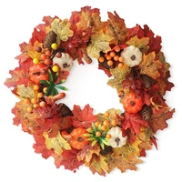 thanksgiving wreath decorations for front door 17 7inch harvest autumn fall garland maple leaves pinecone pumpkins colorful be