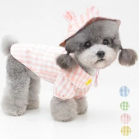 cute dog shirt plaid lapel short sleeves duck pattern dog clothes adorable hoodies tshirt cat sweatshirt with hat pullover hoody