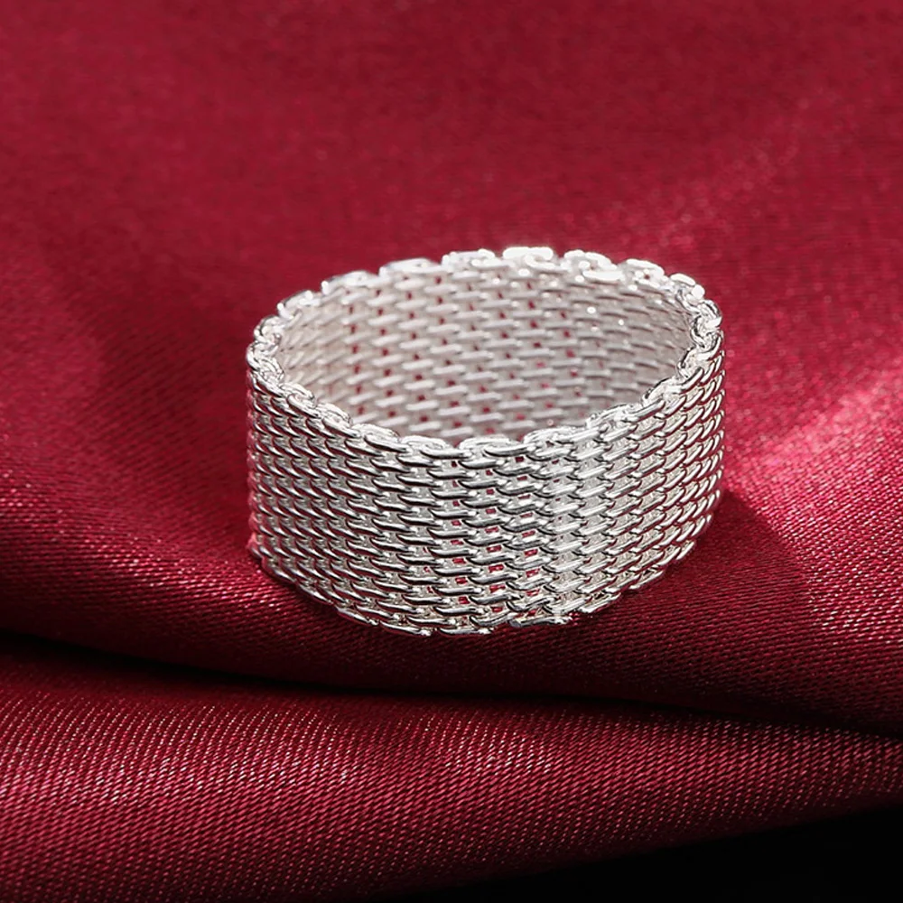 

Network Silver 925 Woman Rings Fashion Female Weave Rings Wedding Engagement 925 Sterling Silver Luxury Jewelry Gift