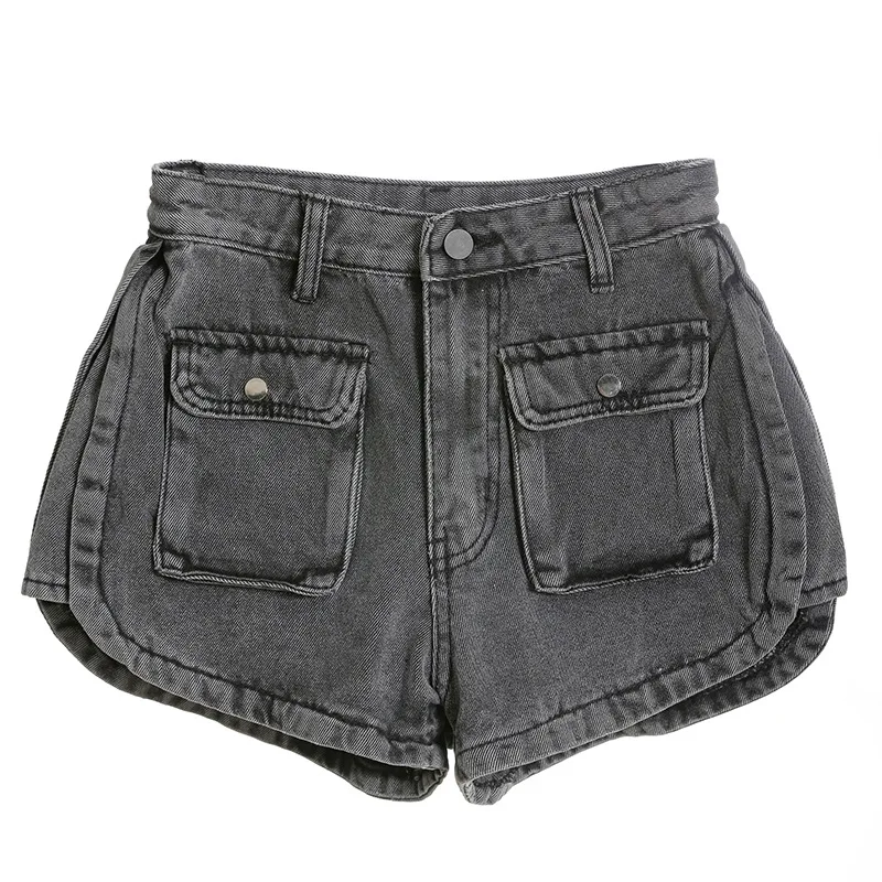 

2021 New Denim Shorts Women's Korean Loose And Thin Large Pocket High Waist Wide Leg Shorts