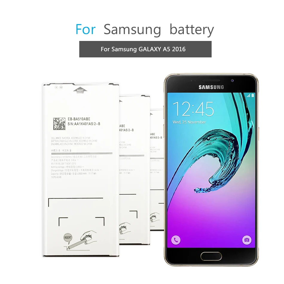 Мобильный телефон Батарея для Samsung Galaxy A5 A510 A510F A5100 A510M A510FD A510K A510S Батарея EB-BA510ABE 2900 мА-ч