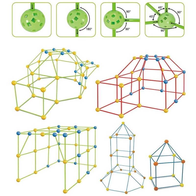 

Kids Construction Fort Building Castles Tunnels Tents Kit DIY 3D Play House Building Outdoor Toys For Children Boys Girls Gifts