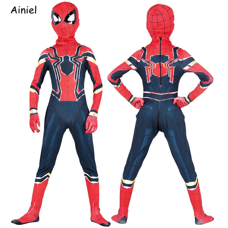Ainiel Железный Паук карнавальный костюм супергерой Zentai комбинезон спандекс маска