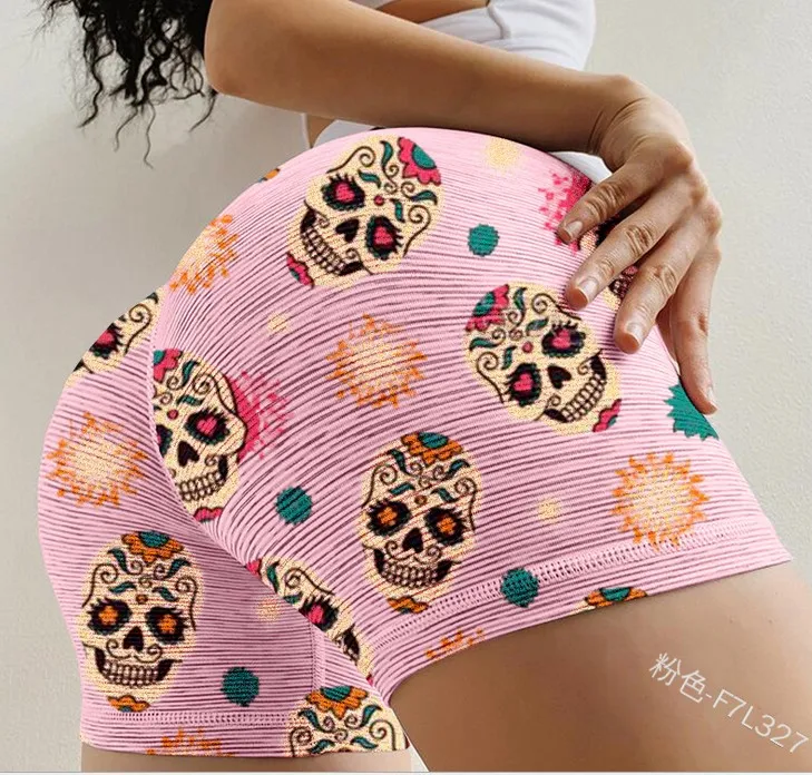 

Skull Print Summer Shorts Women Bottoms Casual Shorts Funny Elastic Waist Femme Short Pants Beachwear Drop Shipping