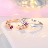 2021 new colorful heart rings for women stainless steel adjustable opening ring for couple minimalism jewelry gifts bague femme