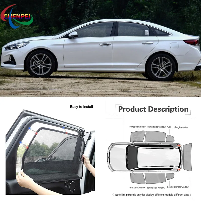 For Hyundai Sonata 9th Car Full Side Windows Magnetic Sun Shade UV Protection Ray Blocking Mesh Visor Car Decoration Accessories