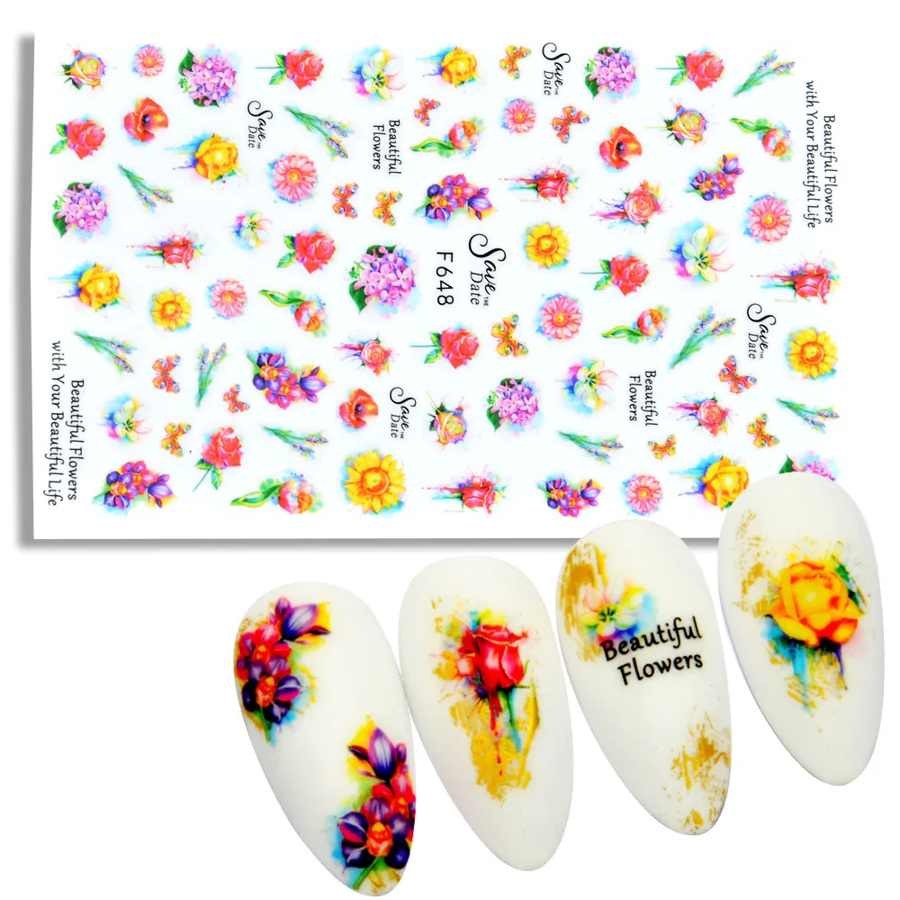 

1 Sheet Nail Slider 3d Sticker Abstract Lady Face Flower Wrap Adhesive Decals for Nail Art Designs Manicure Decor Accessories