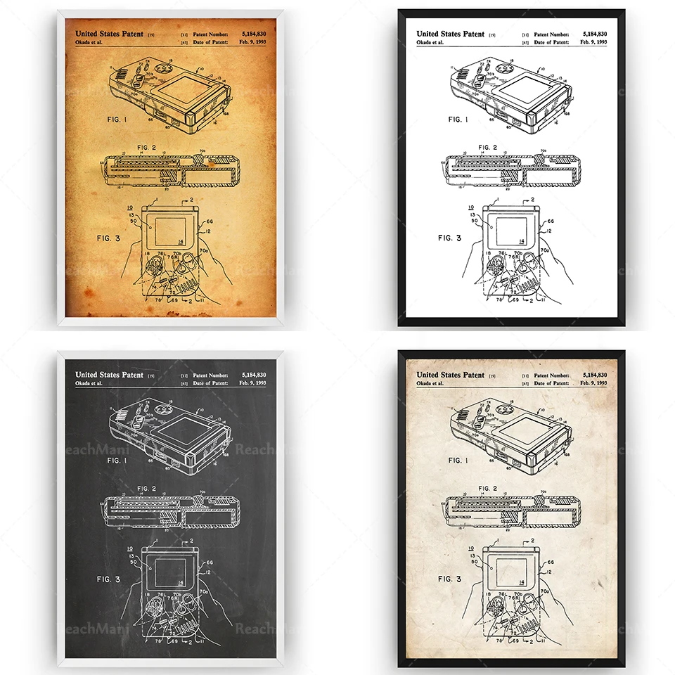 

Game Boy 1993 Patent Printed Wall Art Poster