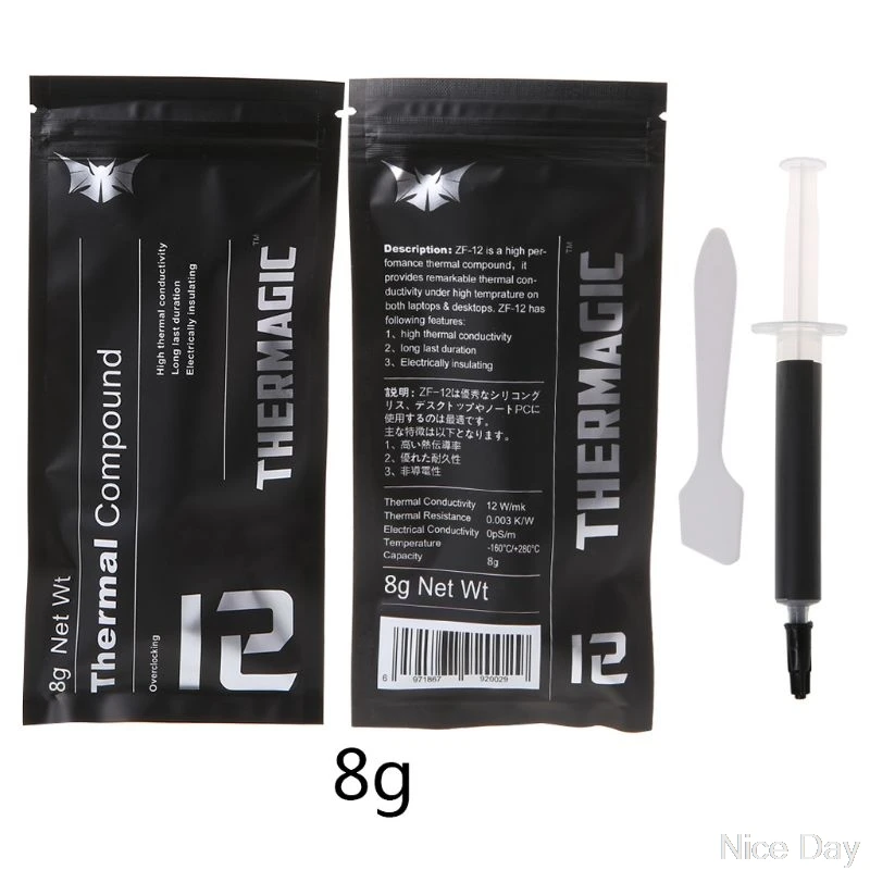 

ZF-12 12W/mk High Performance Thermal Conductive Grease Paste for Intel processor CPU GPU Cooler Cooling Fan My05 20 Dropship