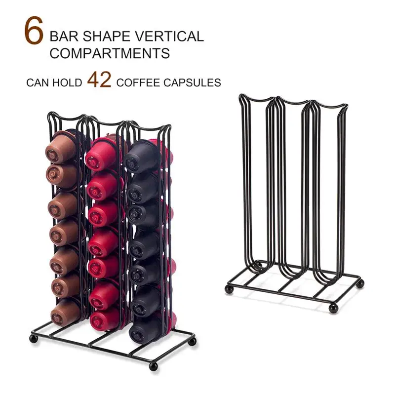 42Cups For Nespresso Coffee Pods Rotating Rack Coffee Capsule Stand bracket Capsules Storage Shelve Organization Holder