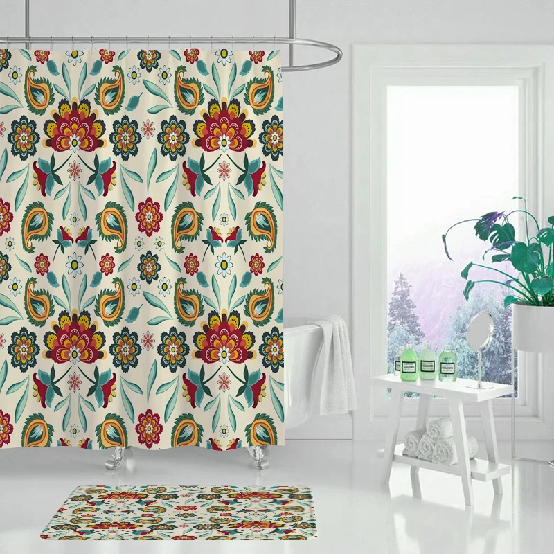 Занавеска для душа из полиэстера с цветочным принтом | Дом и сад