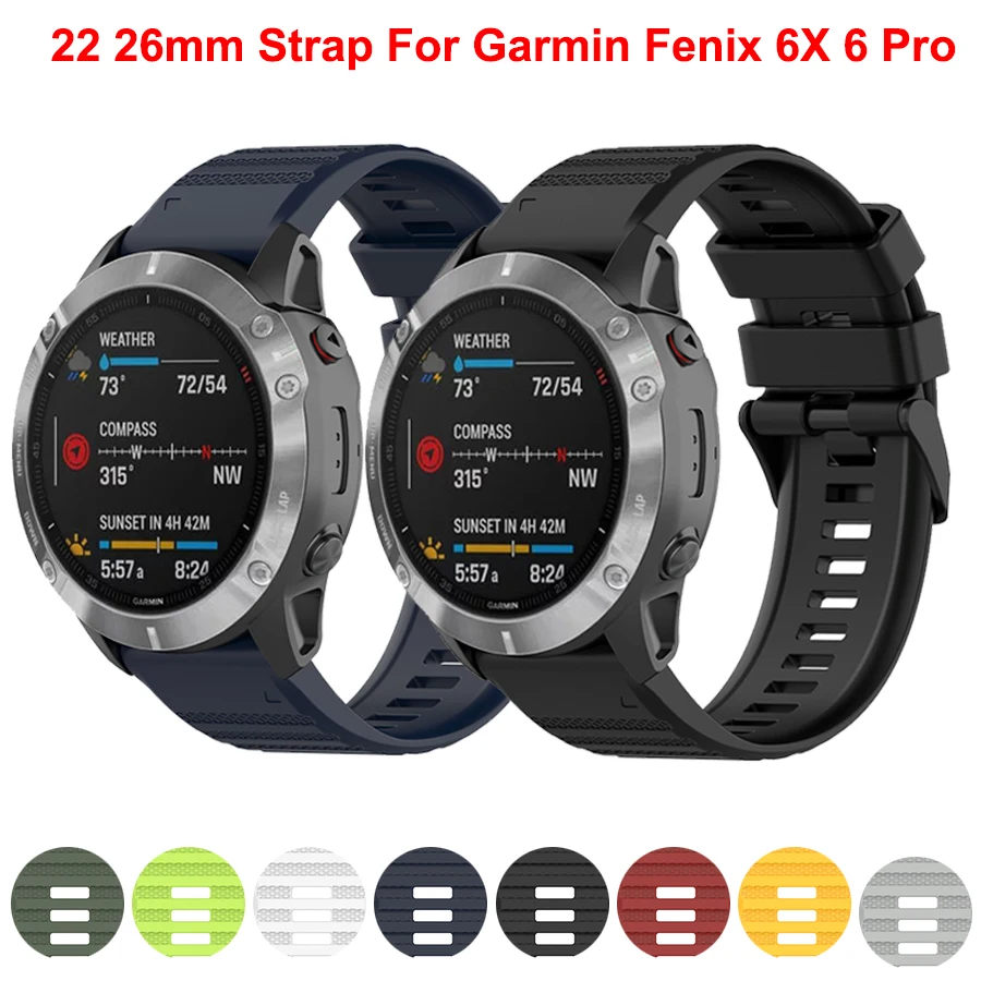 

Ремешок для Garmin Fenix 6 6X 5X 5 3 3HR Forerunner 935 945, сменный ремешок, мягкий силиконовый браслет, 22 26 мм, умные часы, браслет
