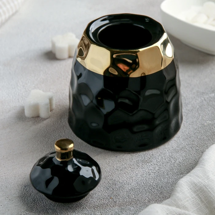 Сахарница Инь и Ян 9×10 5 см цвет чёрный|Сахарницы креманки| |