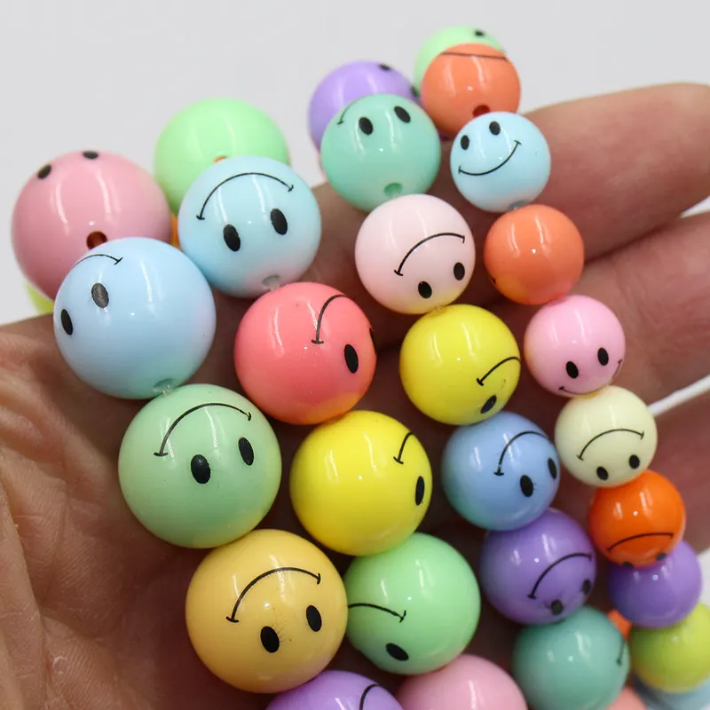 (Диаметр 10/14/16/20 мм) Акриловые бусины со смайликом для самостоятельного