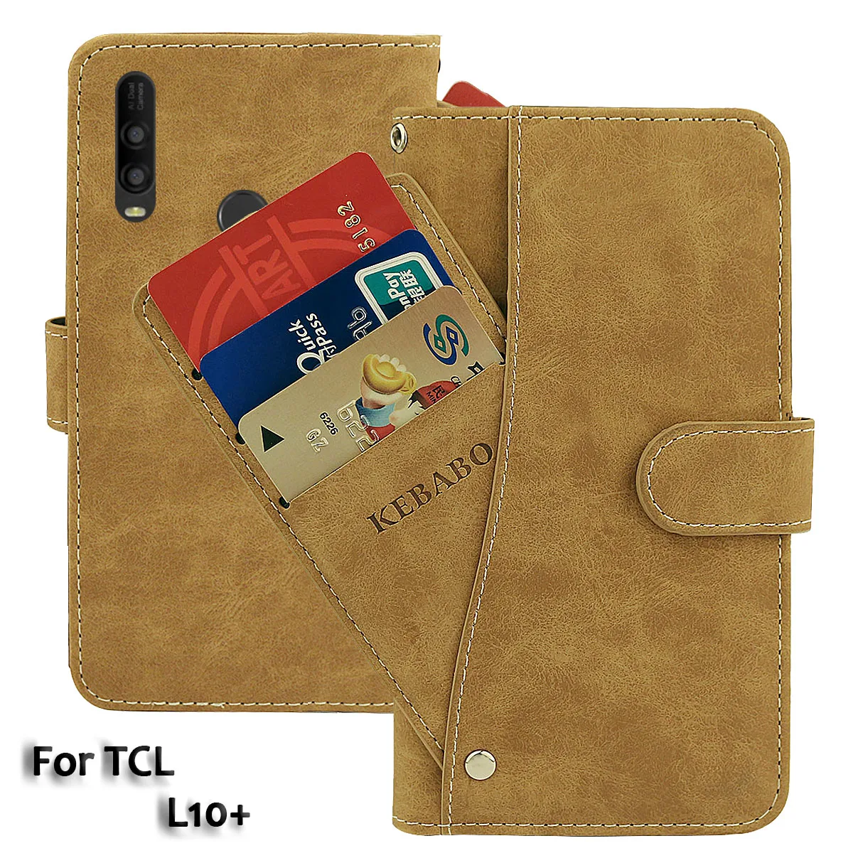 

Vintage Leather Wallet TCL L10+ 10 Plus Case 6.22" Flip Luxury Card Slots Cover Magnet Phone Protective Cases Bags