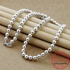 Женское ожерелье из серебра 925 пробы, с гладкими бусинами, 6 мм