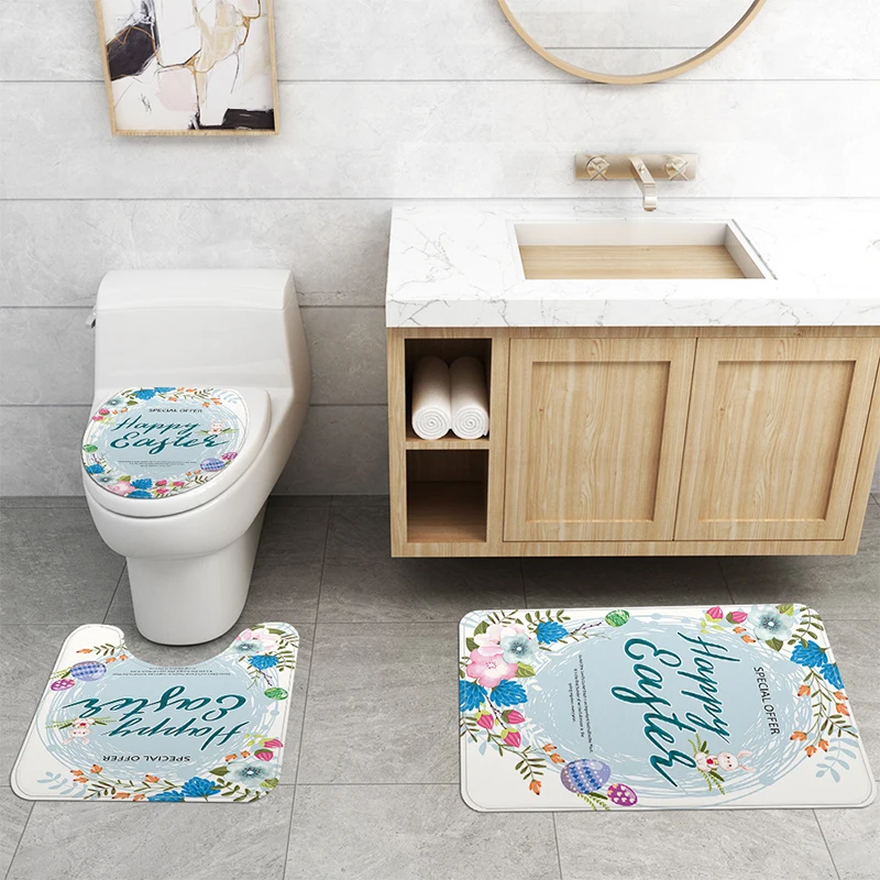 3D Английский цифровой венок для душевой занавески Пасхальный коврик