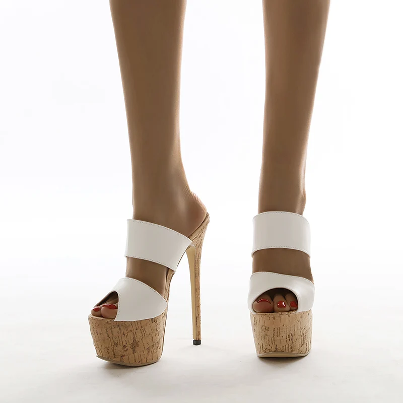 

Сандалии женские на платформе 17 см, босоножки на высоком каблуке, модные тапочки, цвет белый, размеры 42