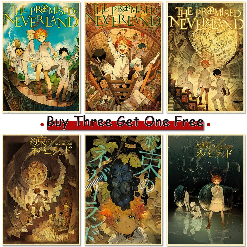 Плакат с аниме Обещанный невест винтажный принт из крафт-бумаги 4K