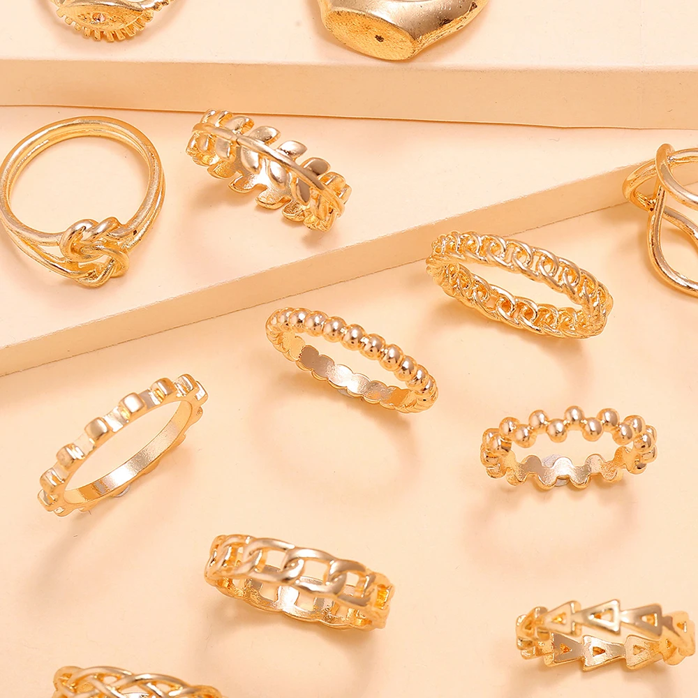

Modyle Gold Color Geometric Rings Sets For Women Open Round Hollow Cross Twist Ring Index Finger Joint Ring 2021 Female Jewelry