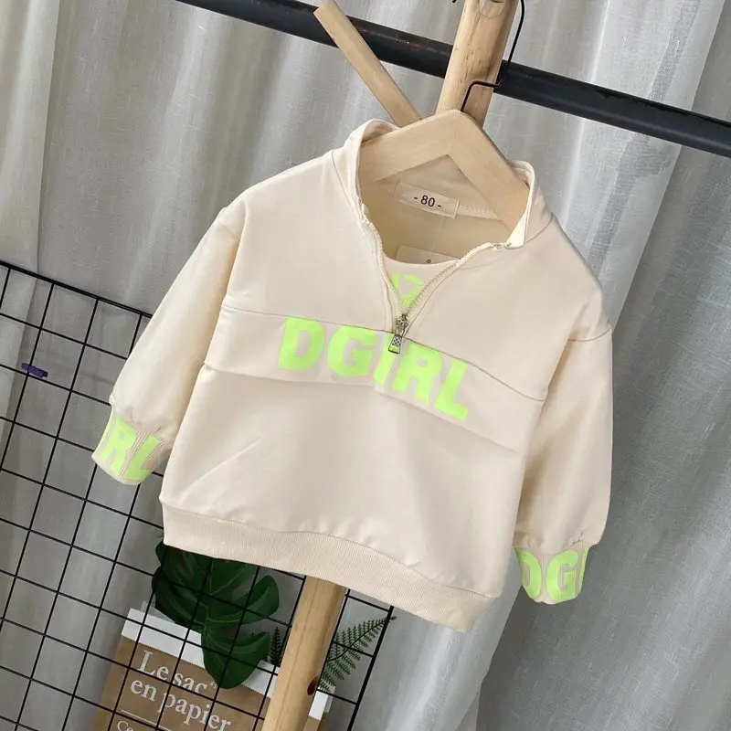 

Boys Sweatshirt Spring And Autumn Western Style Top Baby Pure Cotton Loose Top Korean Fashion Long Sleeves Stand-up Ccollar Coat