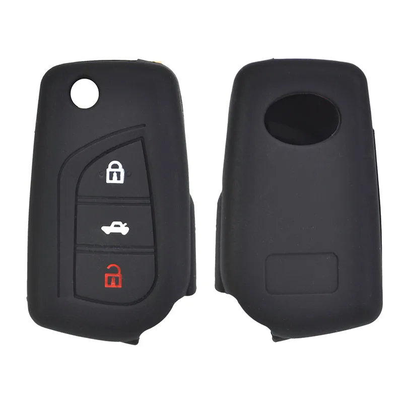 

Silicone Key Case Fob Shell Cover For Toyota Auris Corolla Avensis Verso Yaris Aygo Scion TC IM 3 Buttons Styling Keyless Holder