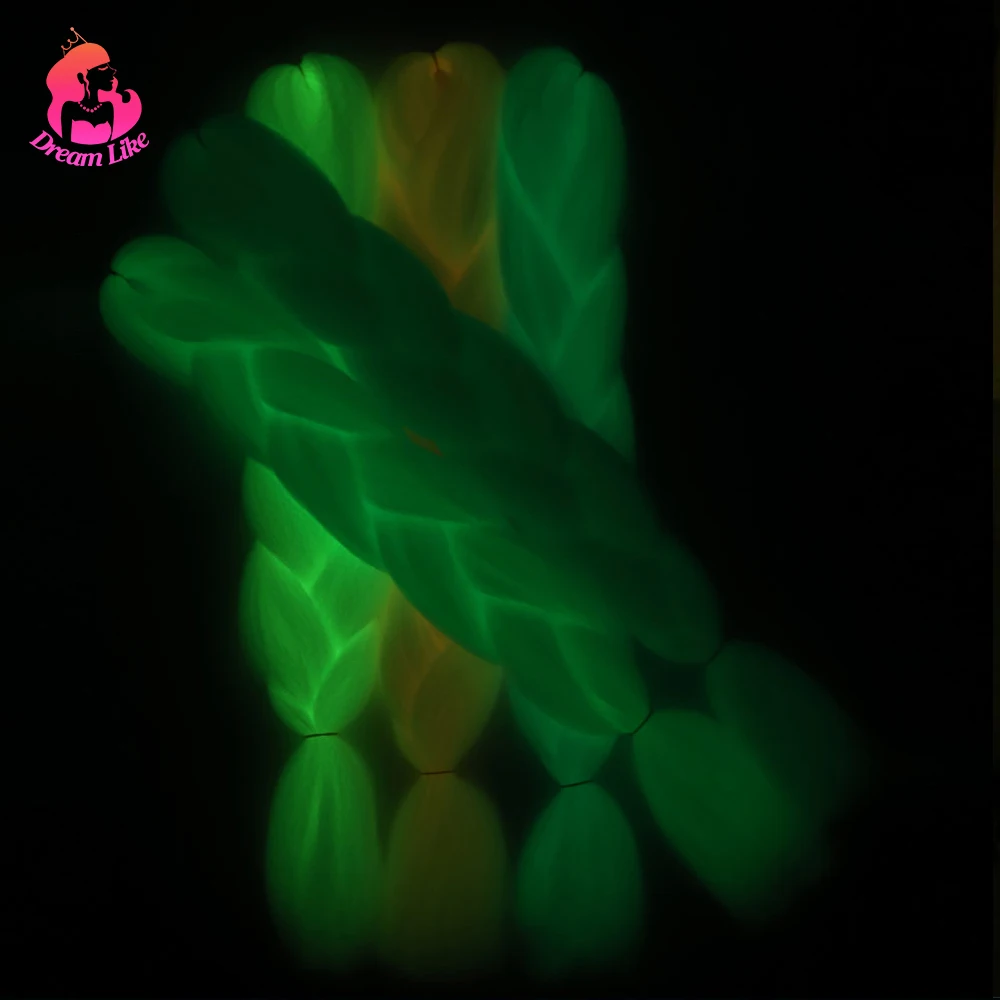 

Dream Like Glows Well Jumb Hair Braids Extensions For Women Shine In The Dark Synthetic Braiding Hair Bright Jumbo Braids 24inch