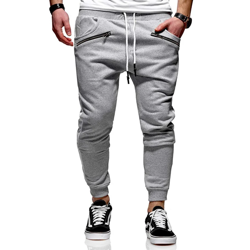

WEPBEL Mens Joggers Zipper Pockets Sweatpants Male Casual Elastic Waist Cotton Trousers Fashion Drawstring Pants
