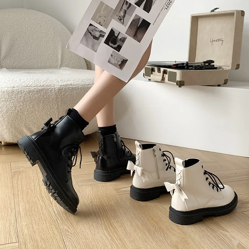 

Short Boots Women's 2021 New Thick Heel Korean Shoes Thick Bottom Short Barrel Martin Boots Korean Shoes Women's Shoes.
