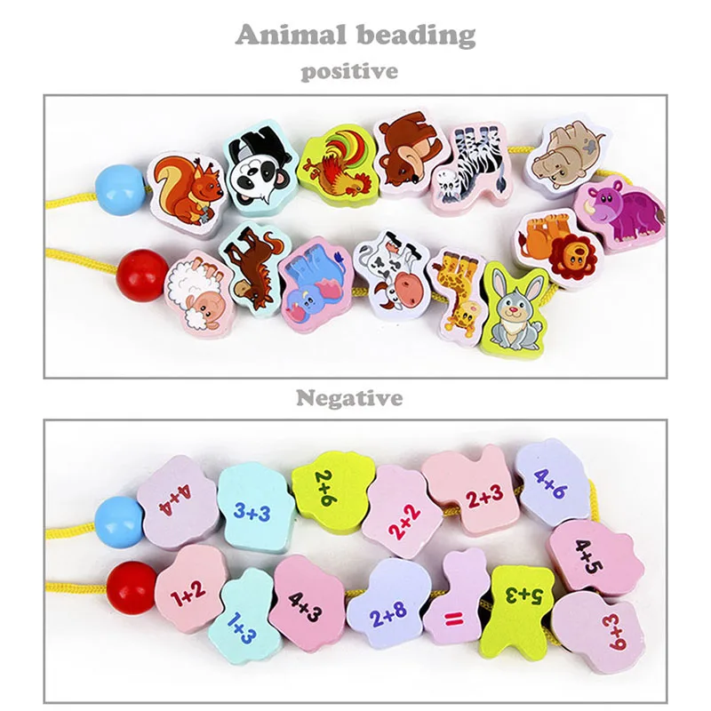 No box animal TJ182 Деревянные Игрушки для раннего образования, ручная работа, резьба, бисерные игрушки, морские животные, движение, цифровые нанизывающиеся бисерные игрушки, сделай сам для детей - Цвет: No box animal TJ182