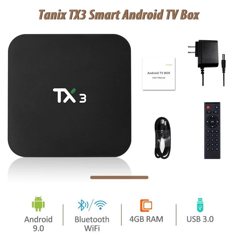 ТВ приставка Tanix TX3 на Android S905X3 с поддержкой голосового управления 4 Гб ОЗУ 64 ПЗУ Wi Fi
