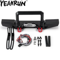 yeahrun trx4 metal front bumper with led lights metal tow shackles for traxxas trx 4 110 rc crawler car upgrade parts
