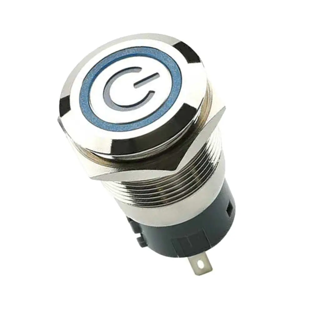 

19mm 12V Falt Head Self Reset Stainless Steel Push Button Switch IP67