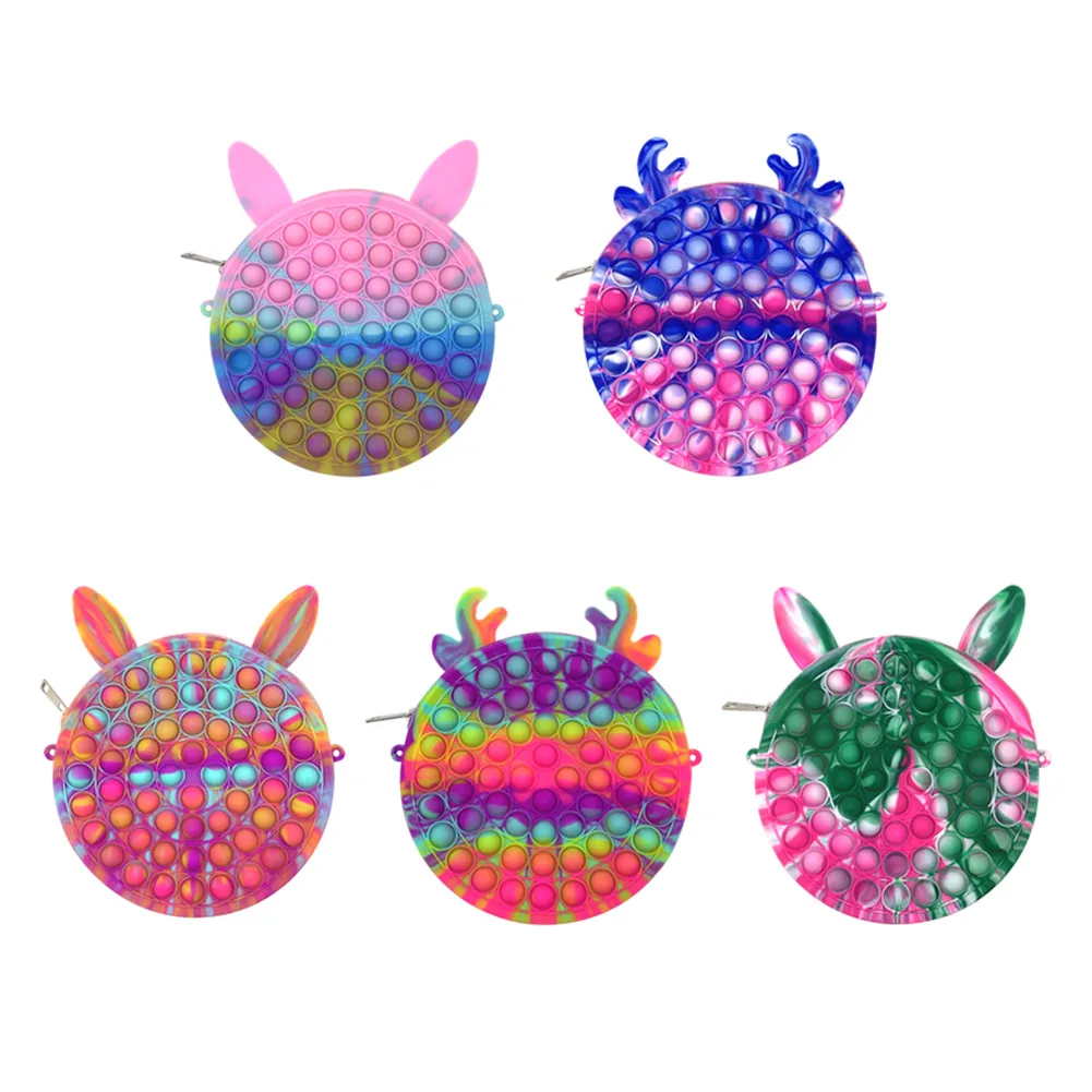 

Macaron Bag Push Bubble Bag Toys Squishy Stress Reliever Toys Anti-stress Rainbow Fidget Toys Press Storage Purse Toy Backpack