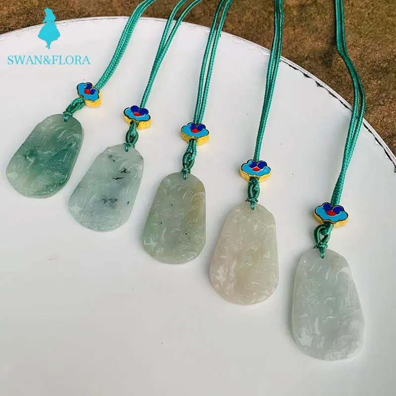 

Natural Myanmar Emerald Jadeite carved Pendant Necklace high-end gift Round Donut Pendant Necklaces