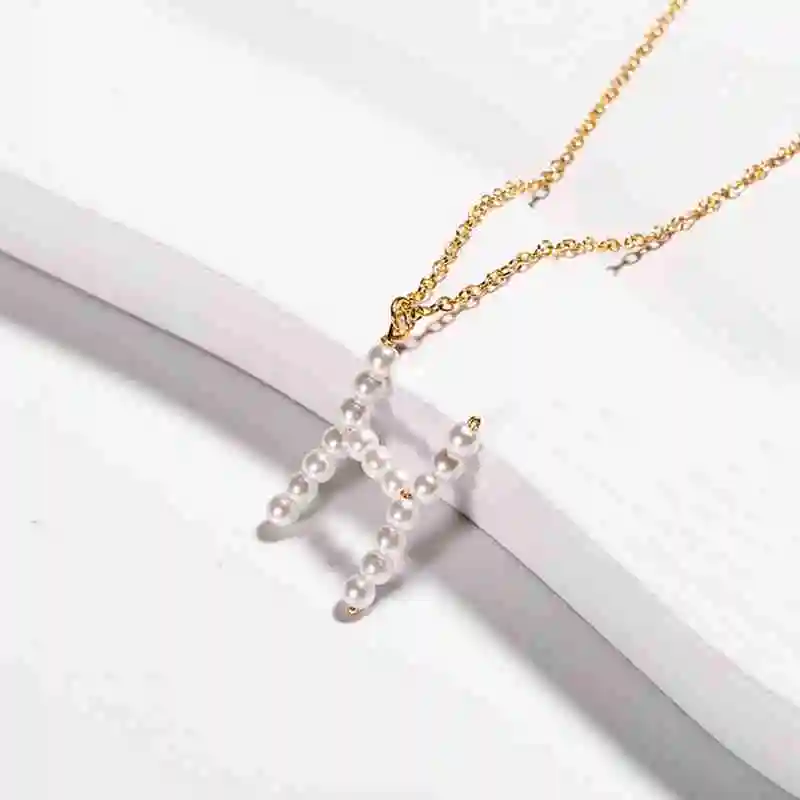 26 Letter Pearl Necklace Handmade Initial Necklaces Elegant Name Chain Gift For Women Girl | Украшения и аксессуары